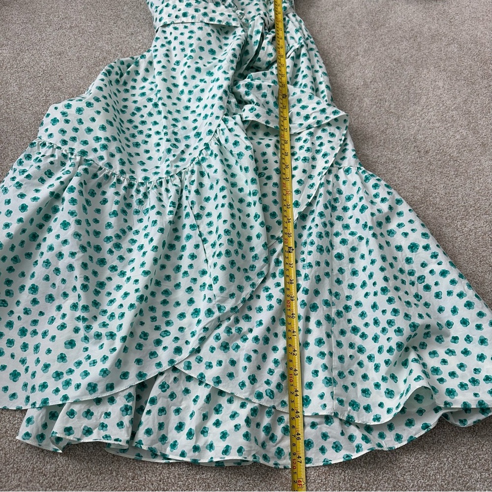Rebecca Taylor Emerald Daisy Wrap Midi Dress Cotton Size 6 - Picture 9 of 9